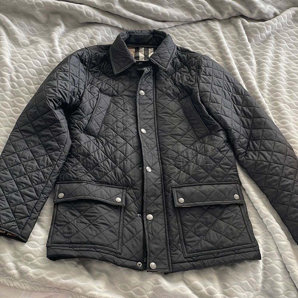 BURBERRY | Kids Black Quilted Jacket With Check Lining * FLAWED